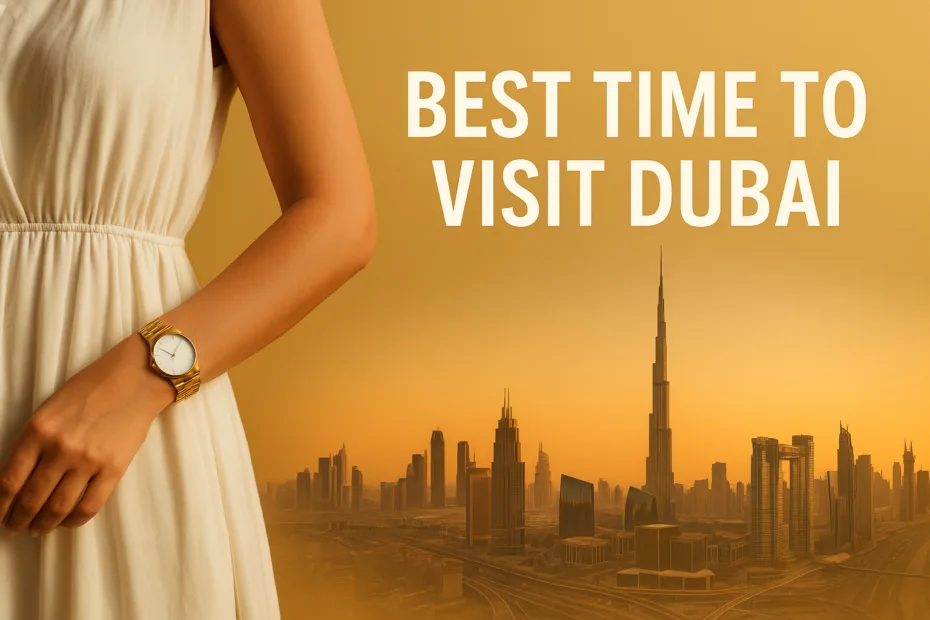 Dubai skyline with beach and outdoor activities ideal for pleasant weather travel