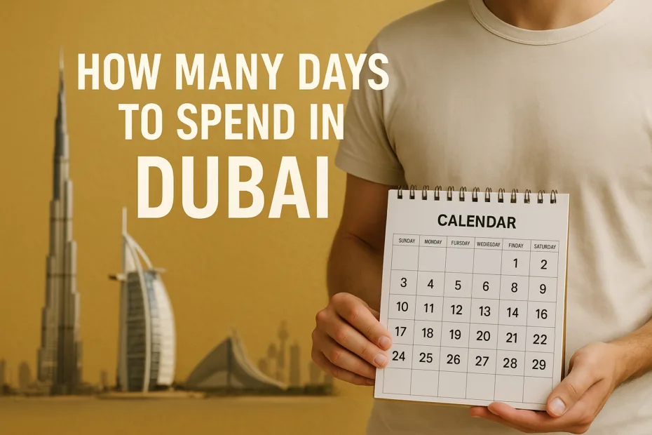 Traveler planning Dubai itinerary with skyline and iconic attractions