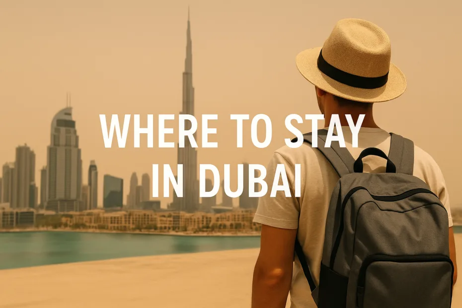 Dubai skyline with luxury hotels and Palm Jumeirah beachfront views