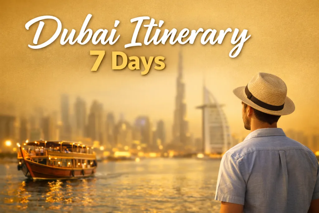Seven day Dubai itinerary featuring skyline desert safari and cultural highlights