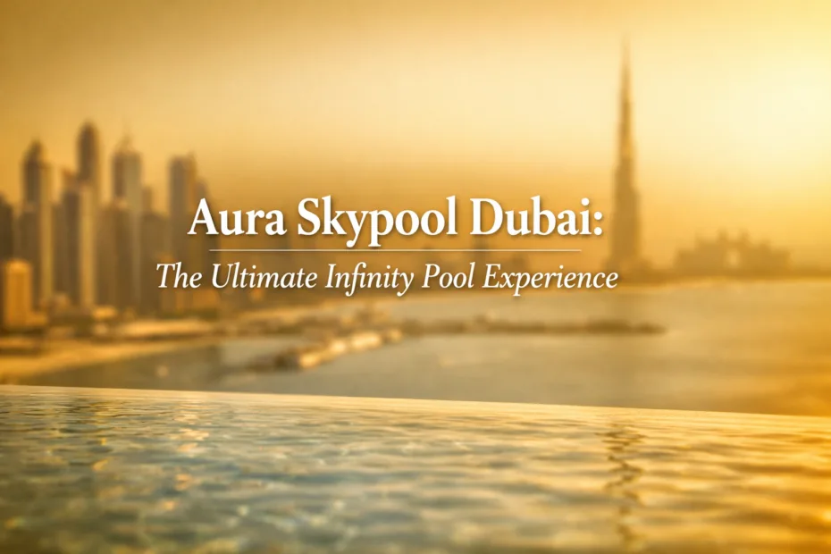 Rooftop infinity pool at Aura Skypool overlooking Dubai skyline