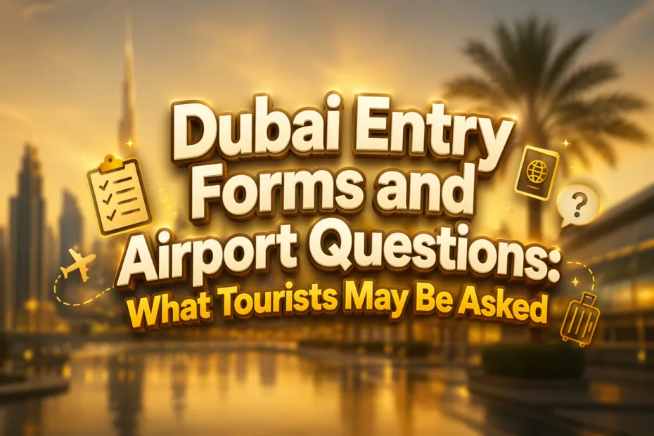 Dubai entry forms and airport questions that tourists might be asked when arriving in the city.